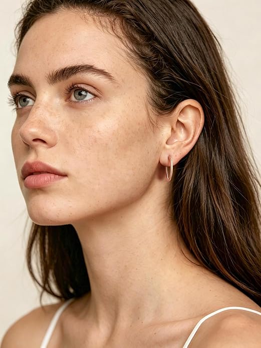 Silvora 14K Gold Plated Huggie Hoop Earrings for Women, Small Sterling Silver Hoops, Hypoallergenic Cartilage Earrings for Sensitive Ears 8/10/12/14/16/18/20MM