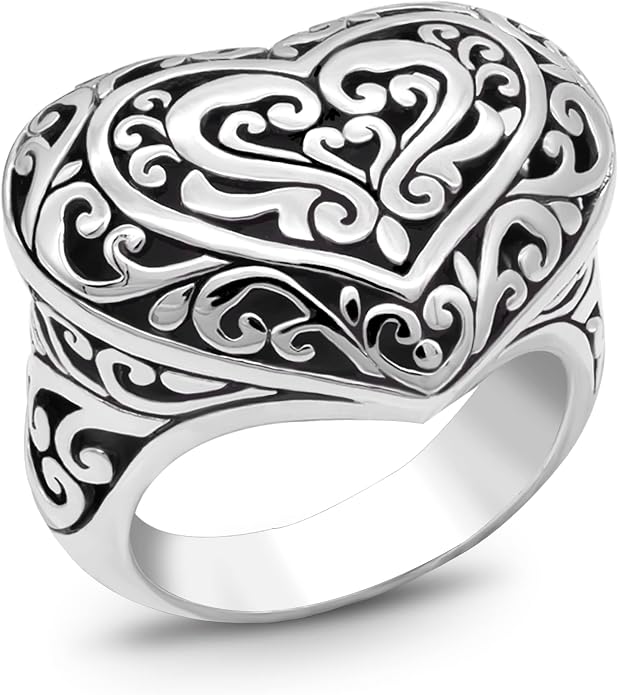 DEVATA Gold or Rhodium Plated Sterling Silver 925 – Eternity, Band Ring for Women – Heart, Knot, Clover, Infinity, Mariner, Cable, Curb, Cuban, Figaro, Daisy, Rope, Ribbed, Dome