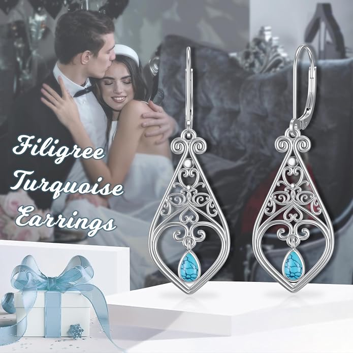 VONALA Dangle Earrings 925 Sterling Silver Opal Larimar Lapis Sapphire Turquoise Moss Agate Crystal Dangling Earrings Jewelry Gift for Women