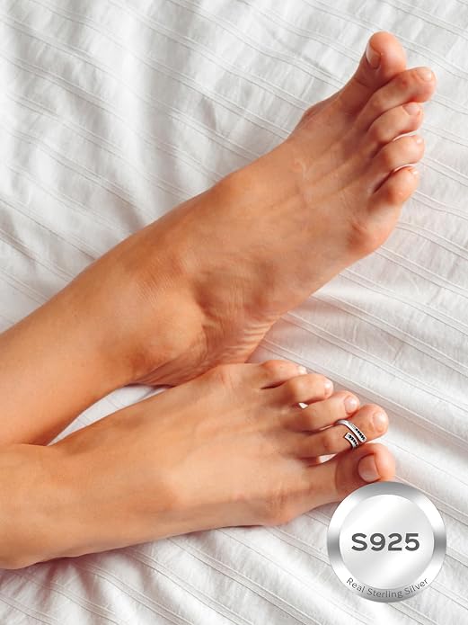 ChicSilver Toe Rings for Women 925 Sterling Silver Toe Ring Hypoallergenic Adjustable Open Rings for Women Summer Jewelry