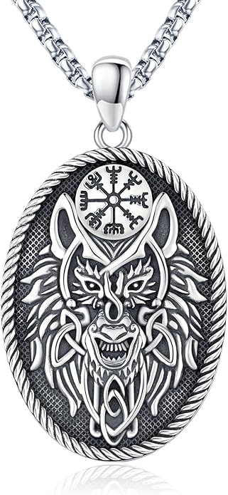 Eusense Viking Necklace for Men Women 925 Sterling Silver Pendant Thors Hammer/Norse Runes/Odin's Ravens/Wolf/Dragon/Snake/Yggdrasil/Freya/Helm of Awe/Valknut/Triskelion/Axe/Shield Viking Jewelry