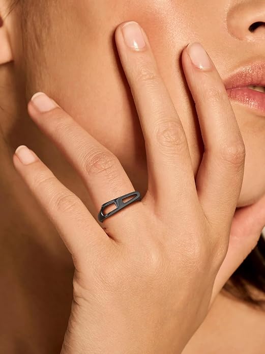 SILVERCUTE 925 Sterling Silver Initial Rings for Women,Adjustable Capital Letter Ring Hypoallergenic,Minimalist 925 Silver Rings for Mother Daughter