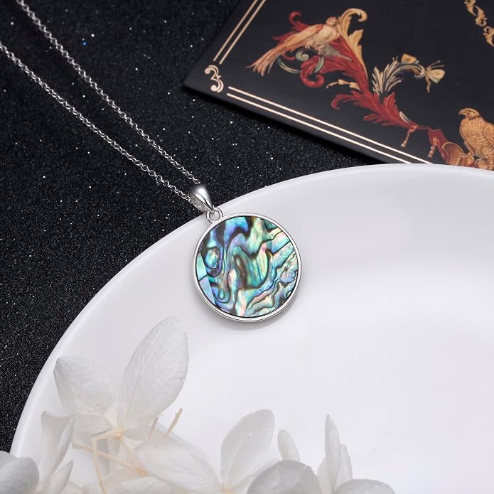 DAOCHONG Tree of Life Cross Necklace 925 Sterling Silver Abalone Shell Pendant Necklaces for Women Christian Religious Jewelry