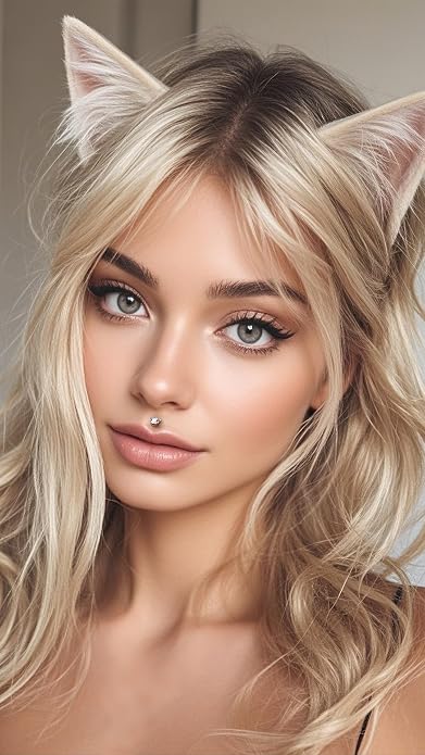 OUFER Cute Kitten Helix Piercing, Silver 16G Helix Earrings Flat Back Internally Threaded Helix Cartilage Piercing Jewelry for Women Men-8MM-6MM