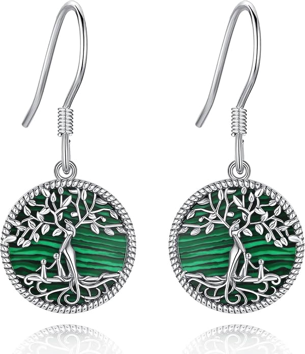 Vito 925 Sterling Silver Teardrop Earrings for Women, Moonstone Turquoise Drop Dangle Earrings Cat Snake Turtle Tree of Life Leverback Earrings Boho Jewelry Gift for Mom Wife