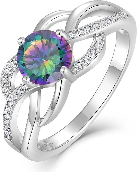 YL Celtic Knot Rings 925 Sterling Silver Twisted Ring Cubic Zirconia Infinity Statement Jewelry for Women