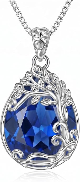 Teardrop Moonstone Necklace for Women Tree of Life/Filigree Birthstone Pendant Necklace Jewelry