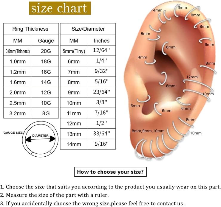 316L Surgical Steel Septum Clicker Ring Nose Ring Hoop Sleeper Hoop Earring Helix Rook Conch Cartilage Daith Tragus Earrings Lobe Nose Piercing Jewelry for Women