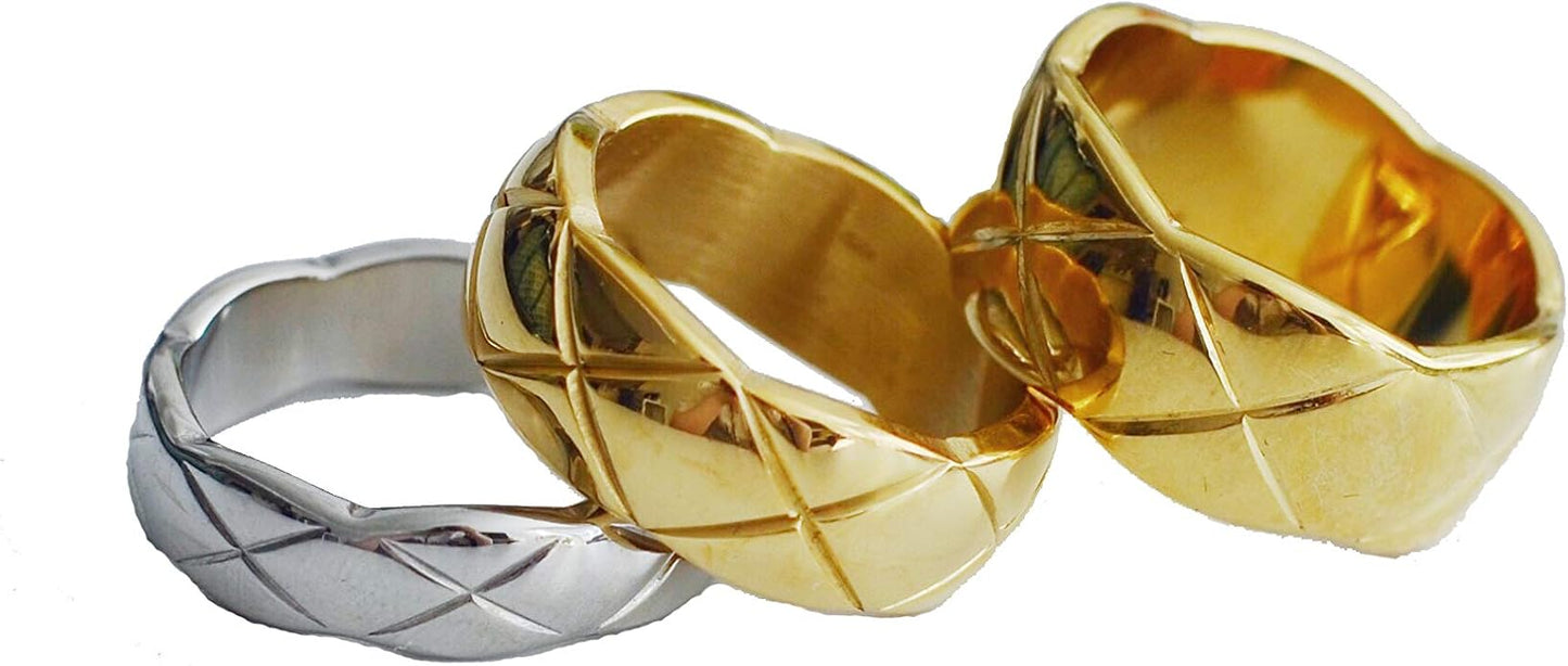 Shapes Studio 18k Gold Plated Rings for Women,Crush Wide Band Gold Plated Ring, Stacking Rings, Wedding Band Minimalist Style
