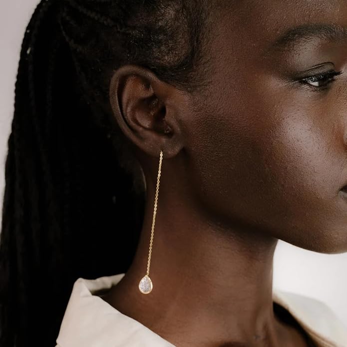 Ettika 18k Gold Plated, Silver Plated, Rhodium Plated Pull Through Threader Earrings. Threaders Minimalist Earring. Womens Jewelry Gifts