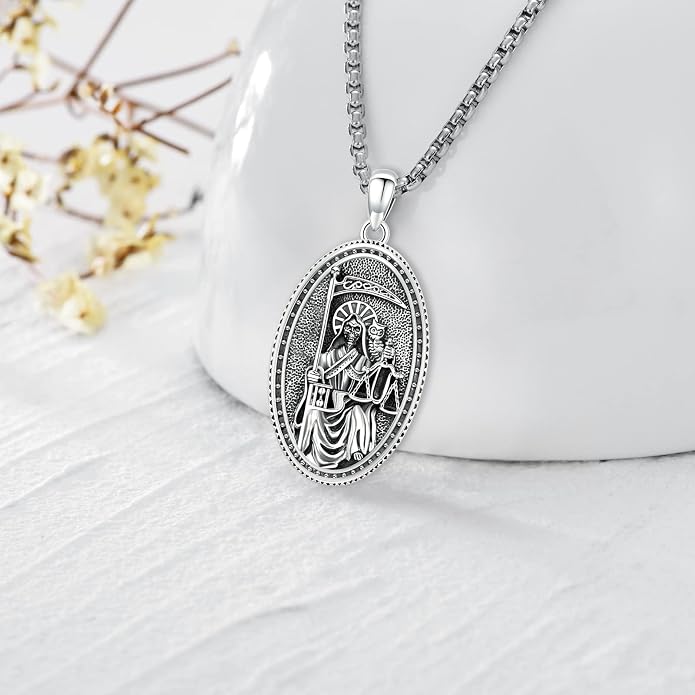 Pentagram Necklace Sterling Silver Triple Moon Goddess/Celtic Knot Witches Knot/Ankh/Sun and Moon/Hecate/Lilith/Santa Muerte/Tetragrammaton Pendant Necklace Pagan Wiccan Magic Egyptian Amulet Jewelry for Women Men