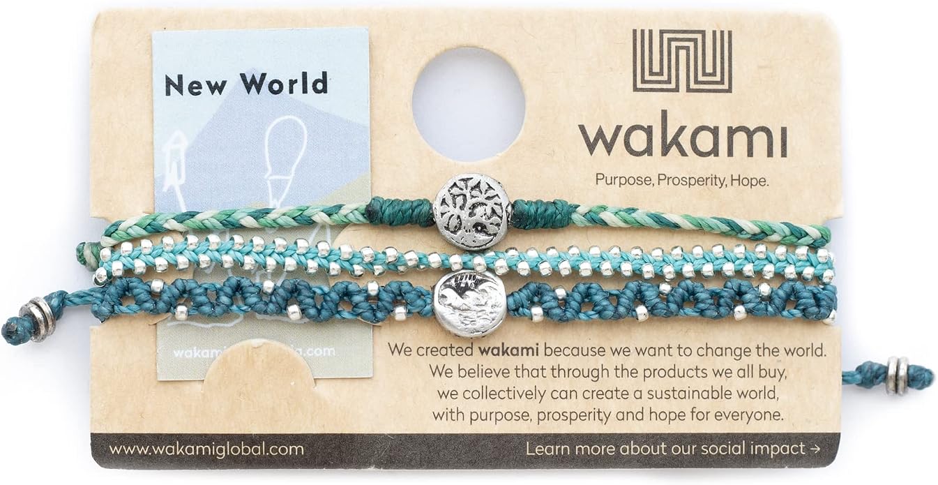 Wakami Boho Charm Bracelet Stack | Braided Beaded Stackable Bracelets for Women | Waterproof Fair Trade Handmade Boho Jewelry for Women and Men
