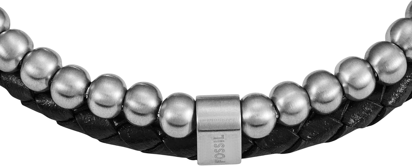 Fossil Men's Stainless Steel and Genuine Leather and/or Beaded Bracelet for Men