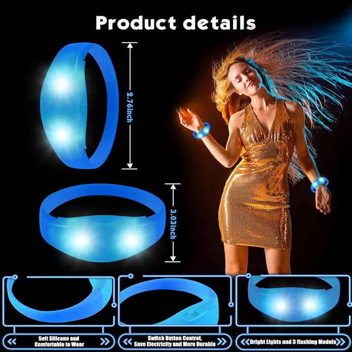30 Pcs LED Glow Sound Activated Flashing Light Up for New Years Eve Glow in the Dark Party Supplies Christmas Party Favors Birthday Gift Carnival Concerts Night Events