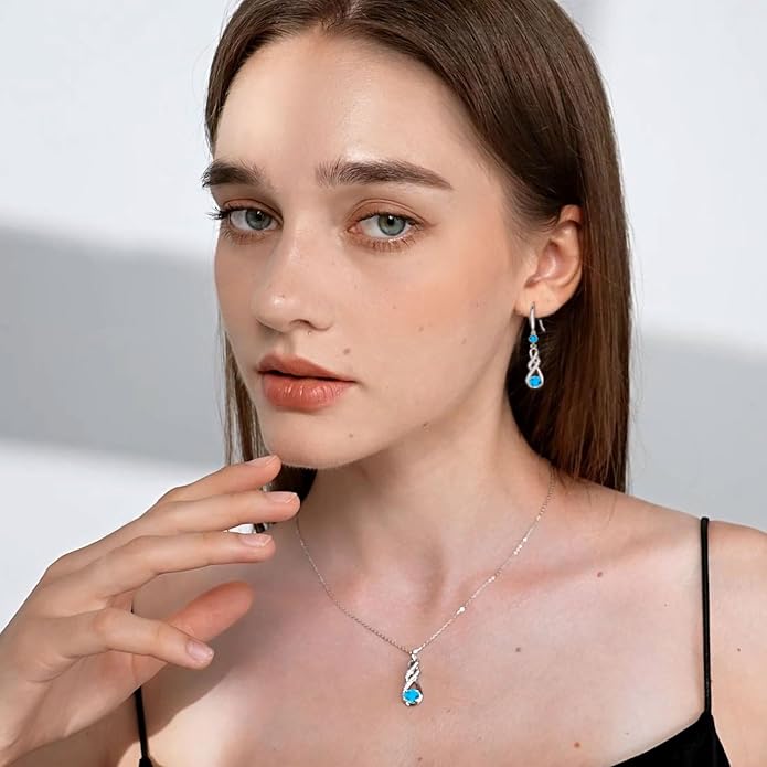 Birthstone Necklaces for Women 925 Sterling Silver Infinity Pendant Created Gemstone Jewelry for Her, 16"+2"