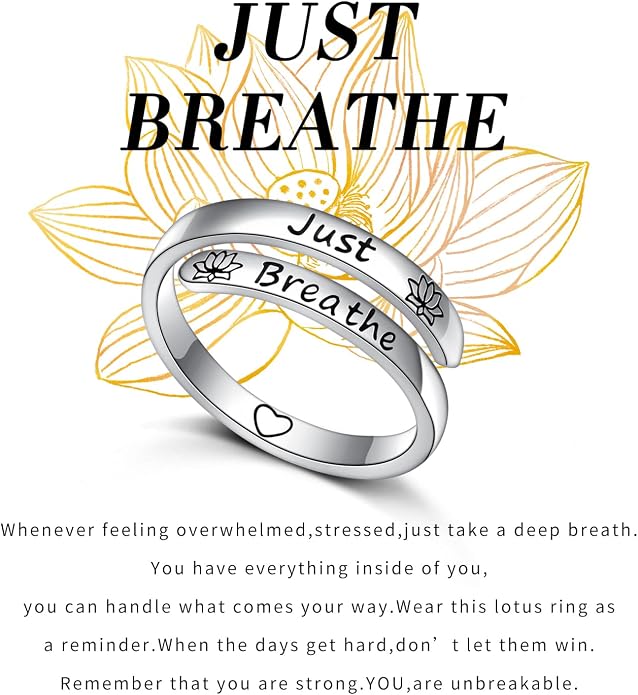 Ladytree Adjustable Inspirational Rings 925 Sterling Silver Stacking Wrap Spiral Twist Statement Band Encouragement Birthday Gift for Women Men