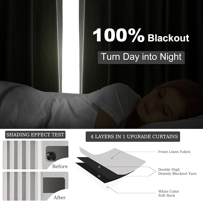 Topfinel Grey Beige 78 Inch Long Curtains for Sliding Door Closet Doors 100% Blackout Curtains for Living Room Bedroom Back Tab Pleated Heat Blocking Insulated Drapes with Hooks(W52 x L78) 2 Panels