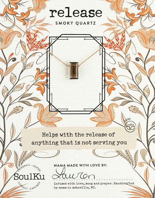 SOULKU Refined Necklace, Empowering Jewelry With Healing Crystal, Inspirational Gift For Strong Women, Mom & Sister, 16" Nylon Cord with 2" Sterling Silver Extender