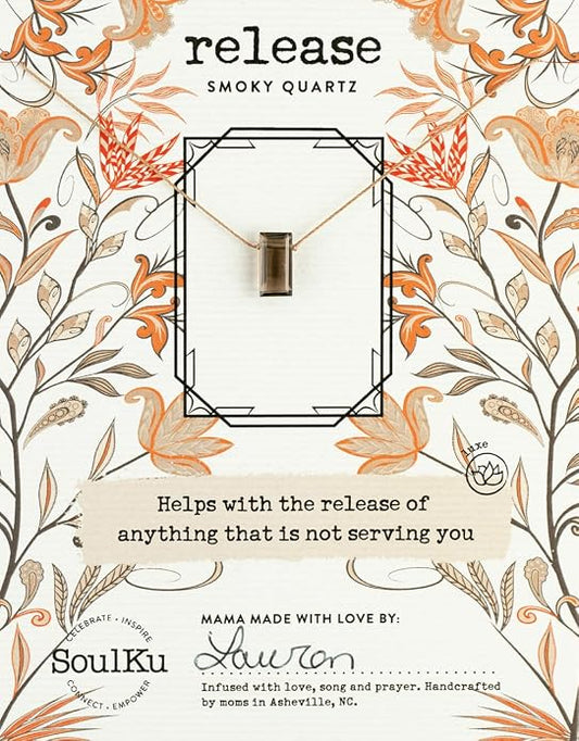 SOULKU Refined Necklace, Empowering Jewelry With Healing Crystal, Inspirational Gift For Strong Women, Mom & Sister, 16" Nylon Cord with 2" Sterling Silver Extender