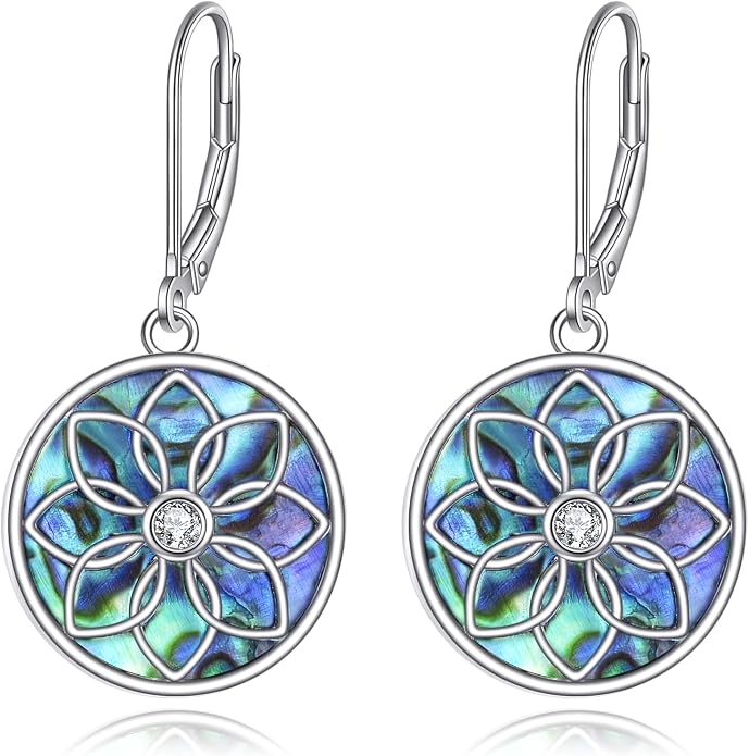 TIGER RIDER Abalone Shell 925 Sterling Silver Dangle Earrings Lightweight Filigree Dangle Drop Earrings for Women