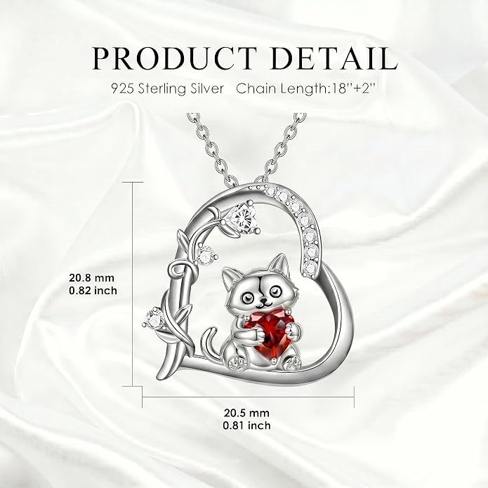 PELOVNY Teddy Bear Necklace for Women 925 Sterling Silver Bear/Highland Cow/Fox/Cat/Axolotl Birthstone Necklace Christmas Birthday Jewelry Gifts for Mom Daughter Wife Sister