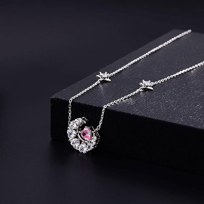 925 Sterling Silver Necklace for Women Trendy, Charming Layered Necklace with Cubic Zirconia Pendant for Her Womens Dainty Diamond Choker Necklaces Holiday Jewelry Gifts for Mom Wife Daughter Lover