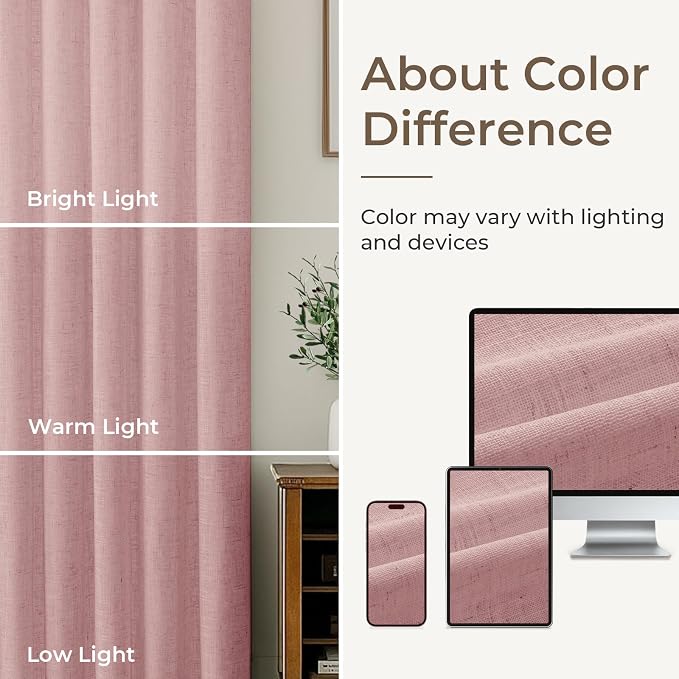 CAPALOCA Pinch Pleated Curtains Blackout, Linen Blackout Curtains 84 inches Long 2 Panels Set for Bedroom, Thermal Insulated Pinch Pleated Drapes for Living Room, 40" W x 84" L (Pack of 2), Nude Pink
