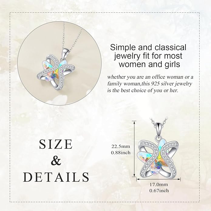 Crystal Necklace 925 Sterling Silver Crystal Pendant Necklace for Women Gift for Women