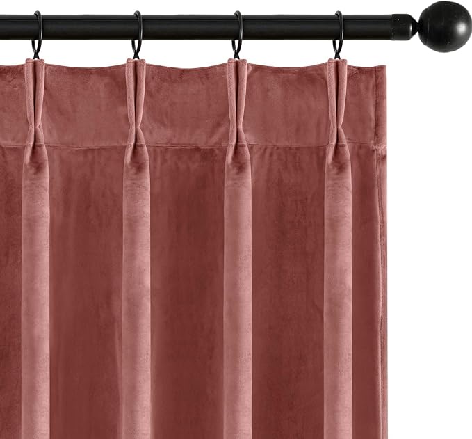 MIULEE Dusty Rose Velvet Curtains 84 inches Long, Pinch Pleated Blackout Drapes with Hooks, Thermal Insulated Pinch Pleat Panels for Bedroom Living Room, 2 Panels