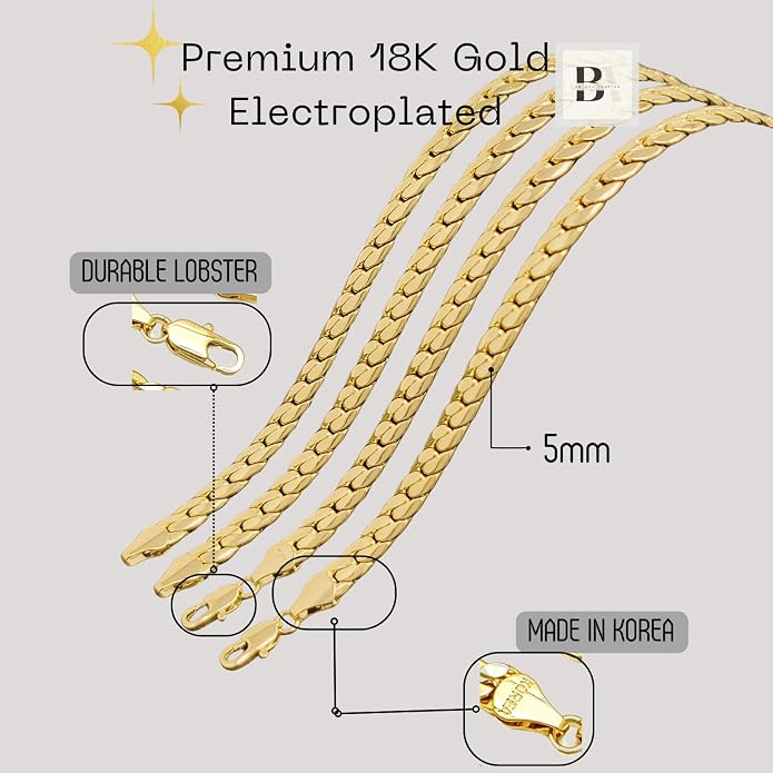 18K Gold Electroplated Cuban Chain Anklet – 5.5mm Concave, 5mm Miami Cuban Link – Made in Korea, 9-12 Inches
