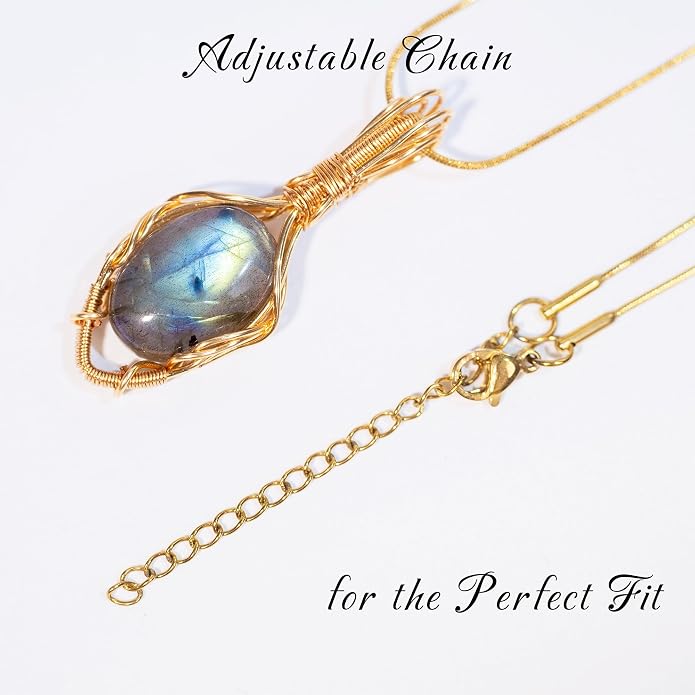Natural Faceted Labradorite Pendant Necklace – Unique Stone of Magic & Transformation, Iridescent Flash Gemstone Jewelry, Handmade Healing Crystal Gift for Women, Birthday, Anniversary, Spiritual Awakening & Intuition
