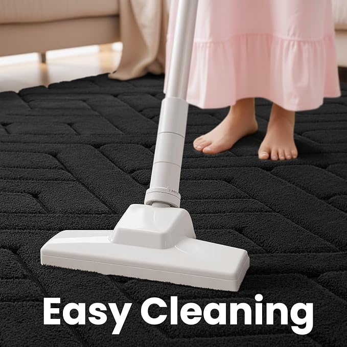 Macgace Ultra Soft Dark Grey Area Rug for Bedroom, 4x6 Modern Geometric Shag Rugs with Nonslip Backing for Living Room, Washable Fuzzy Carpet for Cozy Kids Room