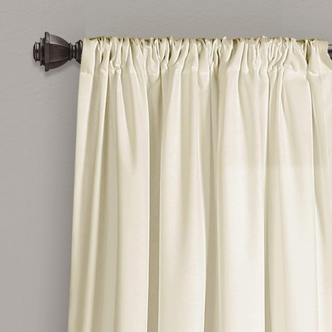 Lush Decor Kemmy Light Filtering Window Curtain Panel Single Ivory - Drapes - Ruffled Curtains for Bedroom - Cream Curtains - Coquette Decor,52" W x 84" L (Pack of 4)