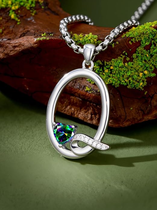 Birthday Gifts for Women Alphabet A to Z Initial Birthstone Pendant Necklaces for Women - 18k White Gold Plated Personalized Name Jewelry Anniversary Graduation Gifts for Wife Her Daughter Girlfriend(with Gift Box)
