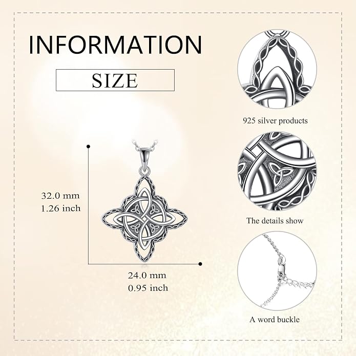 VONALA S925 Sterling Silver Celtic Owl/Moon Wolf/Horse/Dragon/Viking/Anchor Necklace Celtic Knot Pendant Necklace Irish Vintage Necklace Gifts for Women Teens Men Unisex