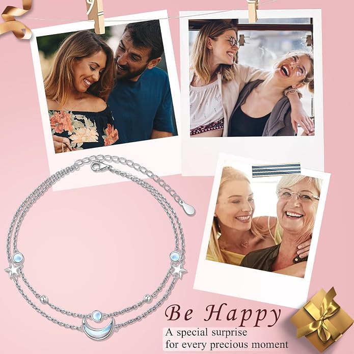 Anklets for Women 925 Sterling Silver Blue Evil Eye Infinity Butterfly Adjustable Multilayer Layered Summer Beach Ankle Bracelet Foot Chain Jewelry for Women