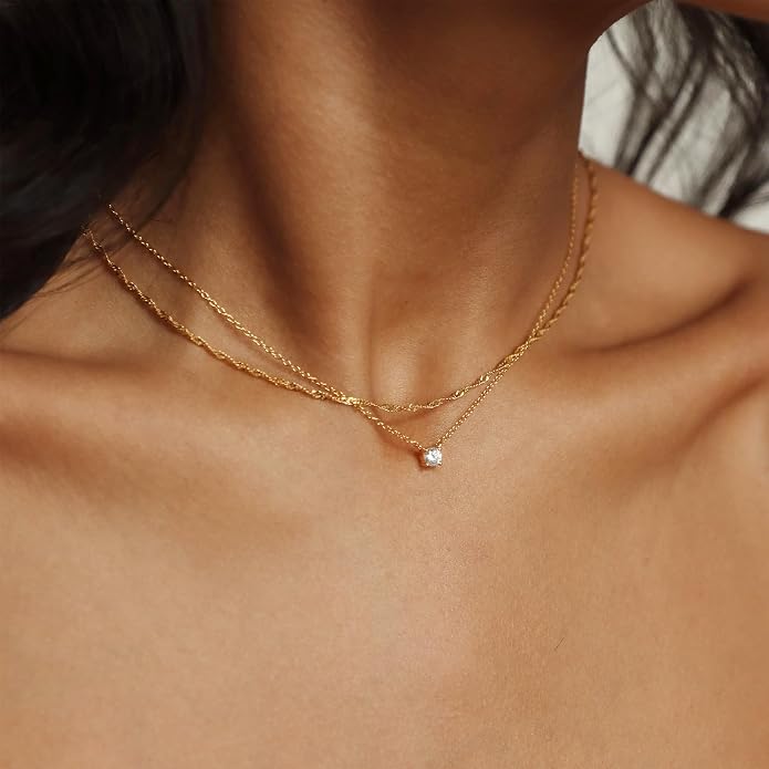 BAYLAY Gold Chain Necklace for Women - 18K Gold Plated Necklace Chain Dainty Gold Necklace for Women Gold Chain Gold Necklace Gold Jewelry Gifts Size 16/18/20/22/24/26 Inch