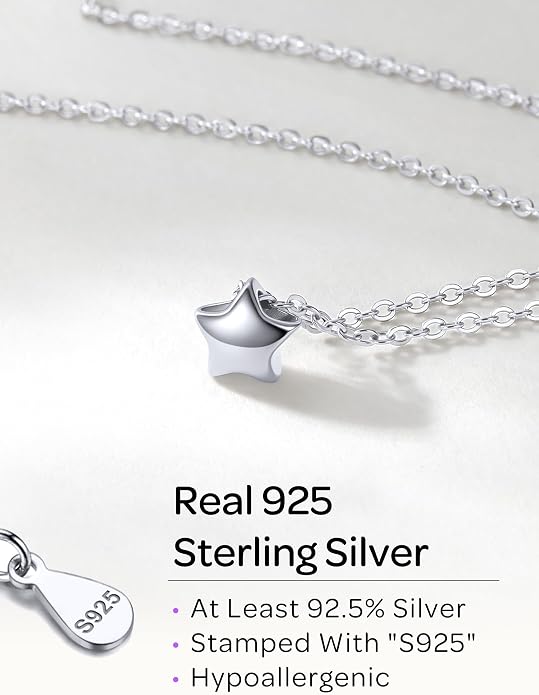 ChicSilver 925 Sterling Silver Cross/Heart/Butterfly/Star/Moon Necklace for Women, Hypoallergenic Dainty Small Silver Pendant Necklaces (with Gift Box)