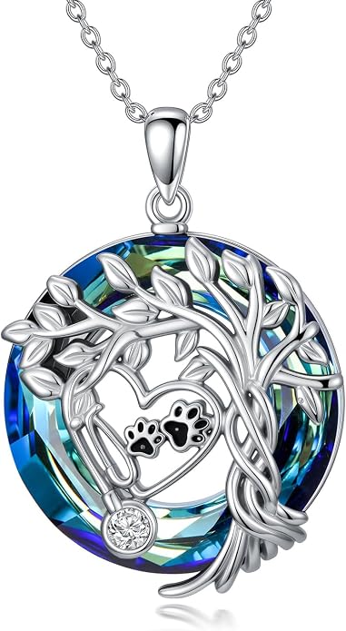 Birthstone Veterinary Stethoscope Necklace 925 Sterling Silver Nurse Vet Pendant with Dog Paw Nurse Jewelry Gifts for Veterinarian Nurse Women Veterinarian Gifts