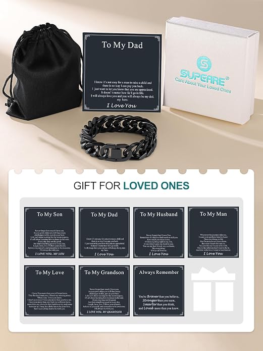 Supcare Unique Anniversary Birthday Valentines Fathers Day Stainless Steel Cuban Link Bracelets for Men Him, To My Man Dad Husband Love Always Remember Wrist Chain Bracelet Jewelry Gifts