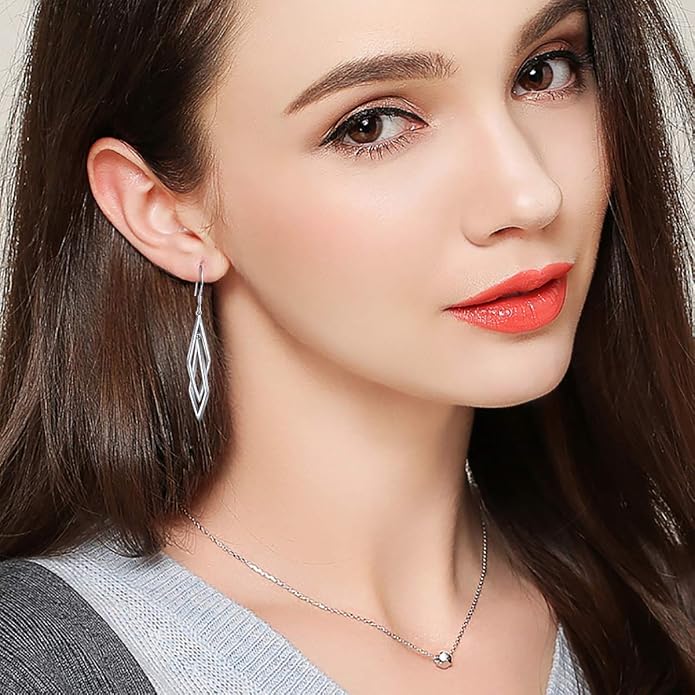 S925 Sterling Silver Trendy Dangle Drop Stud Loops Hoop Earrings for Women Jewelry Cuban Link