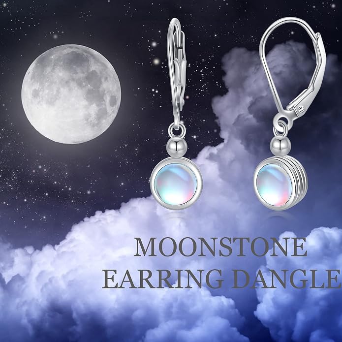 Dorunmo Moonstone Dangle Drop Earrings s925 Sterling Silver Leverback Earrings Filigree Moonstone Jewelry Birthday Gifts for Women