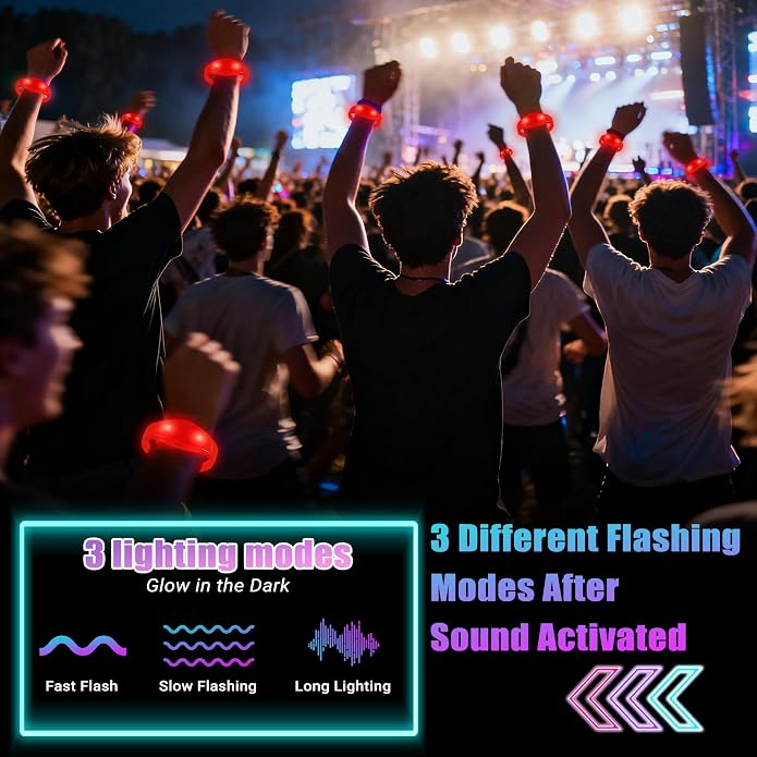 30 Pcs LED Glow Sound Activated Flashing Light Up for New Years Eve Glow in the Dark Party Supplies Christmas Party Favors Birthday Gift Carnival Concerts Night Events
