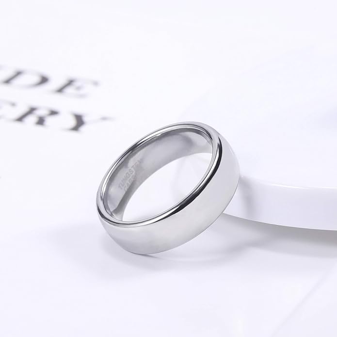 TRUMIUM 2mm 4mm 6mm 8mm Tungsten Wedding Band Ring for Men Women Silver/Rose Gold Plated/Rainbow/Gold Plated Domed High Polish Engagement Promise Rings Comfort Fit 4-15