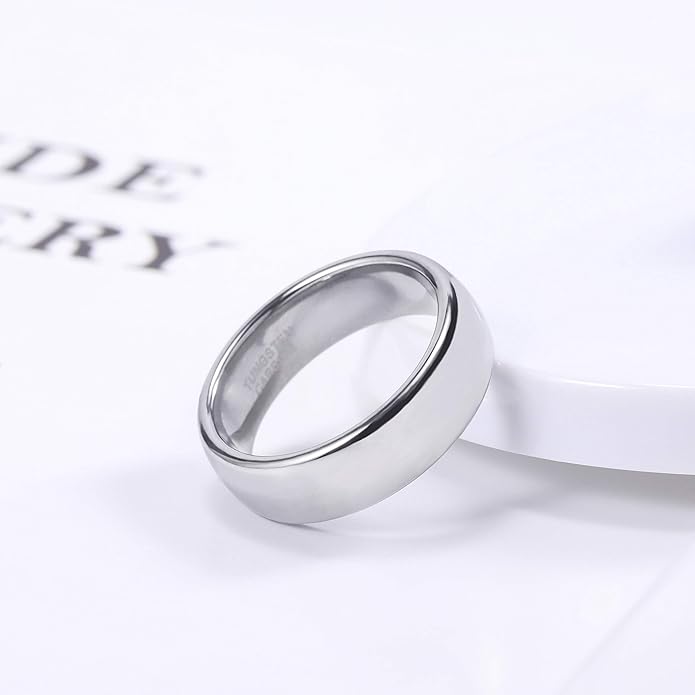 TRUMIUM 2mm 4mm 6mm 8mm Tungsten Wedding Band Ring for Men Women Silver/Rose Gold Plated/Rainbow/Gold Plated Domed High Polish Engagement Promise Rings Comfort Fit 4-15