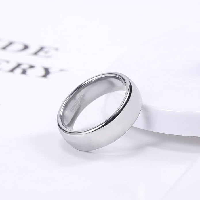 TRUMIUM 2mm 4mm 6mm 8mm Tungsten Wedding Band Ring for Men Women Silver/Rose Gold Plated/Rainbow/Gold Plated Domed High Polish Engagement Promise Rings Comfort Fit 4-15