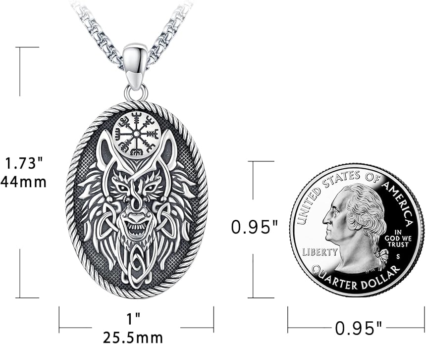 Eusense Viking Necklace for Men Women 925 Sterling Silver Pendant Thors Hammer/Norse Runes/Odin's Ravens/Wolf/Dragon/Snake/Yggdrasil/Freya/Helm of Awe/Valknut/Triskelion/Axe/Shield Viking Jewelry