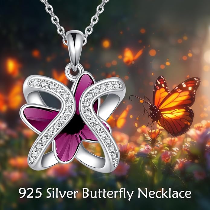 Crystal Necklace 925 Sterling Silver Crystal Pendant Necklace for Women Gift for Women