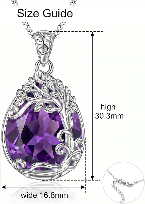 Teardrop Moonstone Necklace for Women Tree of Life/Filigree Birthstone Pendant Necklace Jewelry