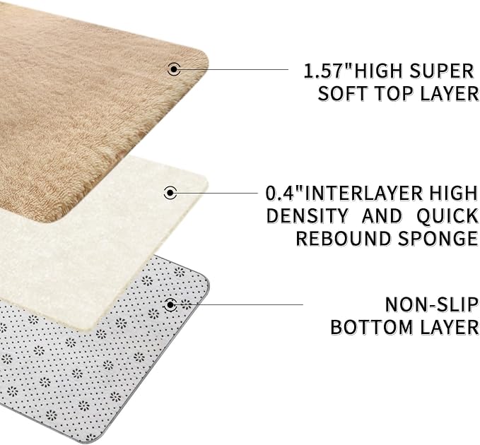 Sour Lemon Area Rugs 9x12 Living Room Bedroom, Large Fluffy Shag Beige | Shaggy Carpet, Soft Plush Furry Bedside Rugs,Anti Slip, Washable Area Modern Rugs Floor Mat for Kids Girls Boys Living Room